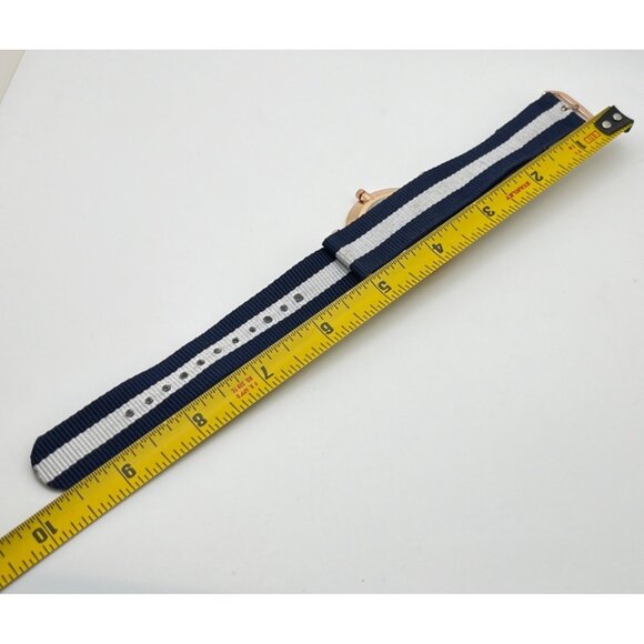 Geneva Platinum Watch Navy Blue and White Striped Nylon Strap Large Face - Picture 5 of 7